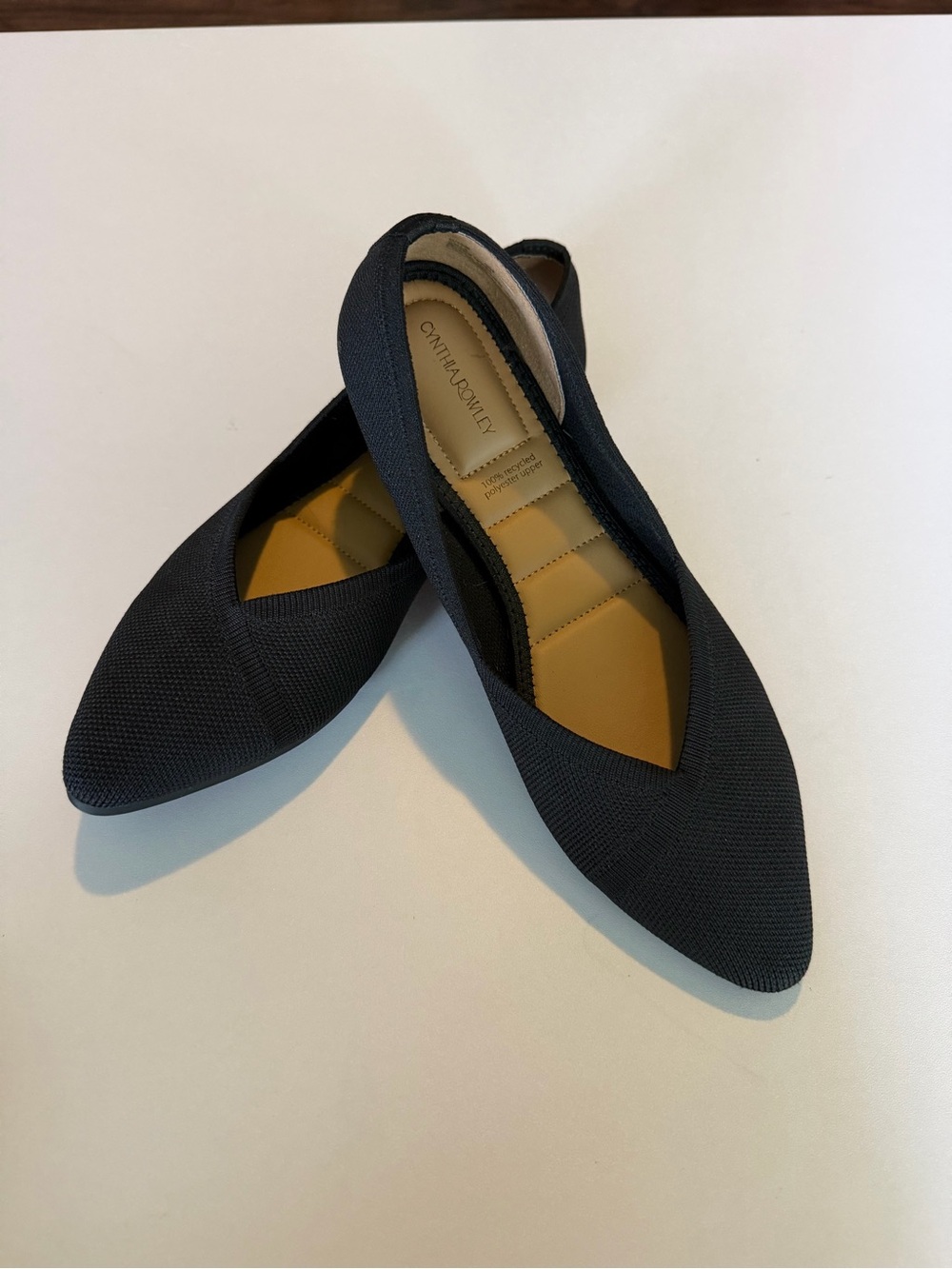 Cynthia Rowley Black Pointed Knit Slip-On Flats